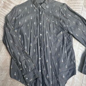 Denim & Flower Charcoal Shirt with Colorful Accents